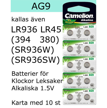 AG09 10-Pack LR936 AG9 (394 SR936SW) Batteri 1,5V Camelion