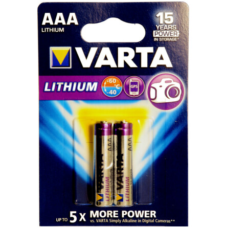 AAA Litium 2-Pack VARTA  Batteri 1,5V  FR03 / 6103 / CR03 / L92