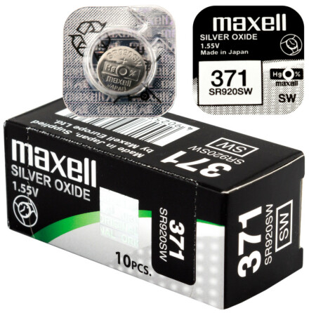 371 10-Pack SR920SW Klockbatterier silveroxid 1.55V - Maxell