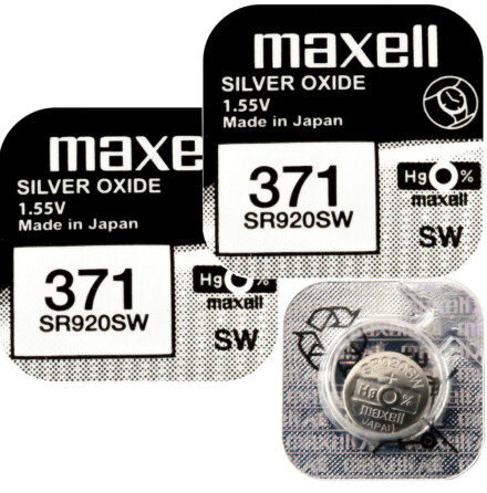 371 2-Pack SR920SW Klockbatterier silveroxid 1.55V - Maxell