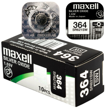 364 10-Pack SR621SW Klockbatterier Silveroxid 1.55V  - Maxell