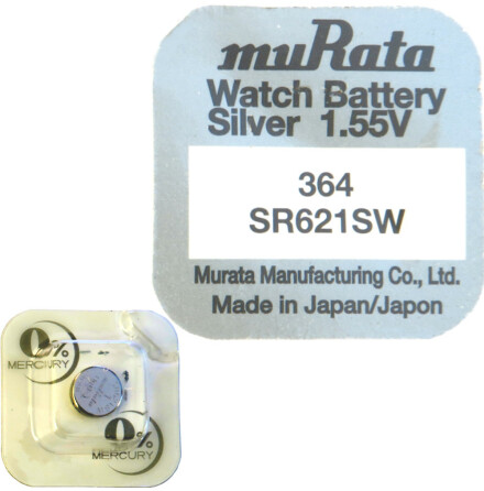 364 SR621SW Klockbatteri Silveroxid 1.55V - Murata