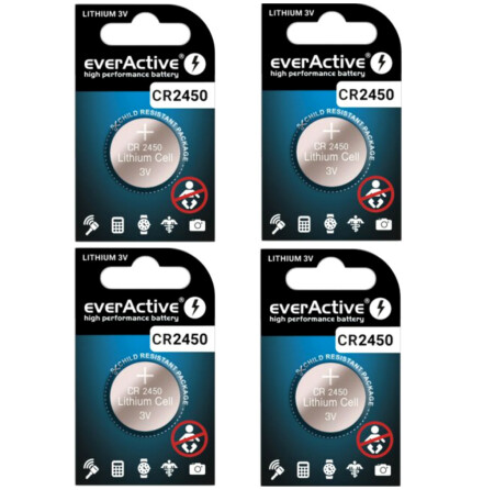 CR2450 4-Pack EverActive 3V Litiumbatteri