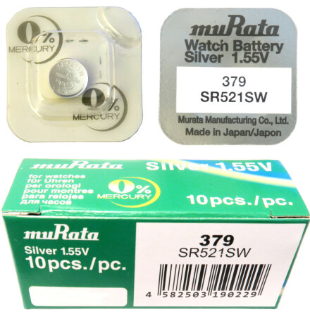 379 10-Pack SR521SW Klockbatterier silveroxid 1.55V - MURATA
