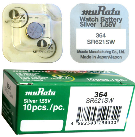 364 10-Pack SR621SW Klockbatterier silveroxid 1.55V - Murata