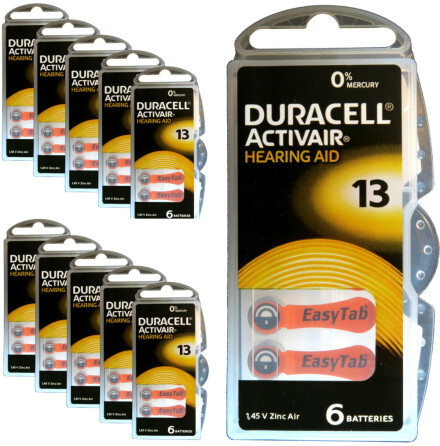 13 DURACELL  Activair - 60 stycken hrapparatsbatterier