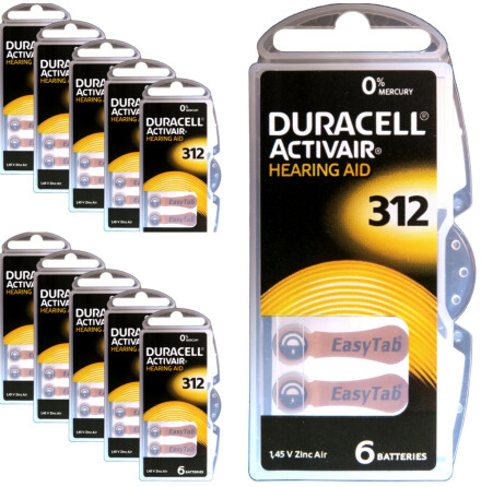 312 DURACELL ACTIVAIR - 60 stycken hrapparatsbatterier