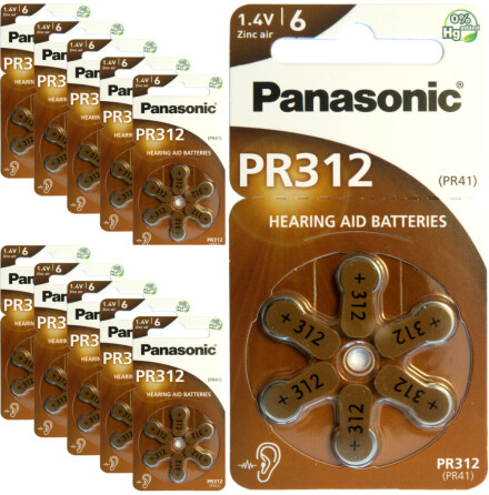 312 PANASONIC PR312 - 60 stycken hrapparatsbatterier