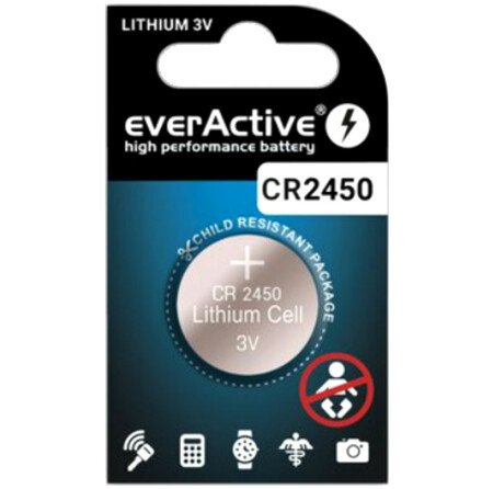 CR2450 1-Pack EverActive 3V Litiumbatteri