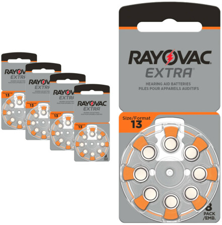 13 RAYOVAC EXTRA - 32 stycken hrapparatsbatterier