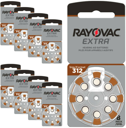 312 RAYOVAC EXTRA - 64 stycken hrapparatsbatterier