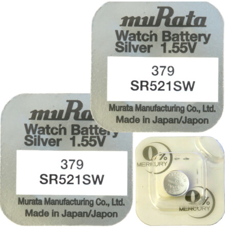 379 2-Pack SR521SW Klockbatteri silveroxid 1.55V - MURATA