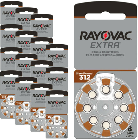 312 RAYOVAC EXTRA - 120 stycken hrapparatsbatterier